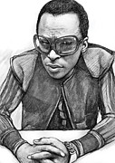 Miles davis art drawing sketch portrait Painting by Kim Wang