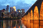 Minneapolis Skyline Photography Stone Arch Bridge Photograph by Wayne Moran