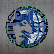 Minnesota Timberwolves Basketball Team Retro Logo Vintage Recycled Minnesota License Plate Art Mixed Media by Design Turnpike