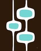 Mod Pod Two White on Brown Digital Art by Donna Mibus