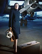 Model Wearing Ceil Chapman Coat At Airport Photograph by Frances McLaughlin-Gill