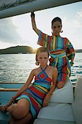Models Wearing Striped Dresses Photograph by Sante Forlano