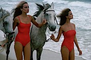 Models With Horses On A Beach Photograph by Stan Malinowski