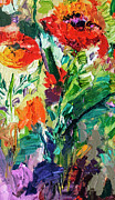 Modern Expressive Red Poppies Wildflowers Painting by Ginette Callaway