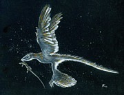 Moonlight hunt - Microraptor Painting by Julius Csotonyi