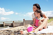Mother Daughter On Beach Photograph by Science Photo Library