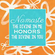 Namaste Watercolor Flowers Painting by Linda Woods