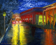 Natchitoches Louisiana Mardi Gras Parade at Night Painting by Lenora  De Lude