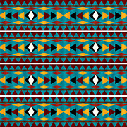 Navajo Teal Pattern Mixed Media by Christina Rollo