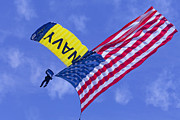 Navy Seal Leap Frogs US Flag Photograph by Donna Corless