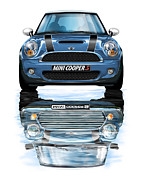 New BMW Mini Cooper S Blue Digital Art by David Kyte