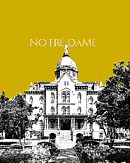 Notre Dame University Skyline Main Building - Gold Digital Art by DB Artist