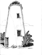 Ocracoke Light 1970s Drawing by Richard Wambach