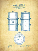 Oil Drum Patent Drawing From 1905 - Vintage Paper Digital Art by Aged Pixel