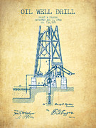 Oil Well Drill Patent From 1903 - Vintage Paper Drawing by Aged Pixel