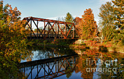 Old Iron Rr Bridge Scene With Fall Photograph by Bill Bachmann