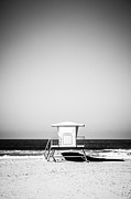 Orange County Lifeguard Tower Black and White Picture Photograph by Paul Velgos