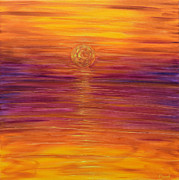 Orange Sunset at Putsborough Painting by Pete Caswell