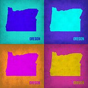 Oregon Pop Art Map 1 Painting by Naxart Studio