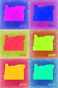Oregon Pop Art Map 2 Painting by Naxart Studio