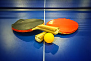 Pair of Ping-pong Bats Table Tennis Paddles Rackets on Blue Photograph by Beverly Claire Kaiya