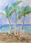 3 Palm trees study  Painting by Mafalda Cento