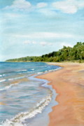Peaceful Beach at Pier Cove Painting by Michelle Calkins