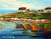 Peggys Cove With Fishing Boats Painting by Carole Spandau