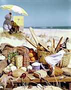 Picnic Display On The Beach Photograph by Stan Young