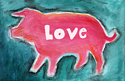 Pig Love Painting by Linda Woods