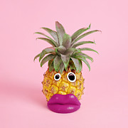 Pineapple With Face Made Of Fake Lips Photograph by Juj Winn