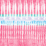 Pink and Blue Tie Dye Painting by Linda Woods