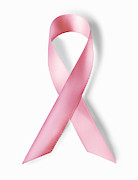 Pink ribbon, against white background, close-up Photograph by Burazin