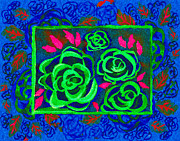 Psychedelic Roses - Winter Mixed Media by Beverly Claire Kaiya