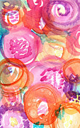 Purple and Orange Flowers Painting by Linda Woods Purple and Orange Flowers Painting by Linda Woods