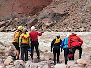 Rafters Scouting Rapids Photograph by Science Photo Library