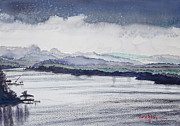 Rain Storm Over The Lake by Daniel Adams Painting by Daniel Adams