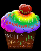 Rainbow Cupcake Typography Digital Art by Andee Design