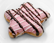 Raised Iced Star Shaped Donut - Chocolate Drizzles - Baker- Bakery - Strawberry Photograph by Andee Design