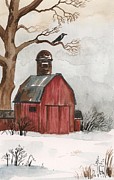 Raven and the Red Barn Painting by Margaryta Yermolayeva Raven and the Red Barn Painting by Margaryta Yermolayeva