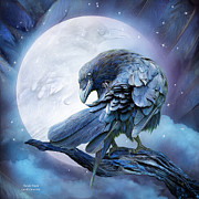 Raven Moon Mixed Media by Carol Cavalaris