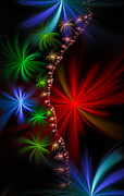 Red green and blue fractal stars Digital Art by Matthias Hauser