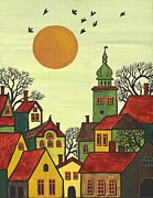 Red Roofs Painting by Margaryta Yermolayeva Red Roofs Painting by Margaryta Yermolayeva