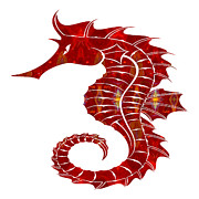 Red Seahorse Fantasy Designs Abstract Holiday Art by Omaste Witk Digital Art by Omaste Witkowski