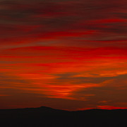 Red Sunrise Over Big White Mountain - Square Photograph by Laura Tucker
