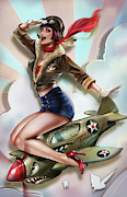 Retro Pin-up Girl Astride World War Two Photograph by Ikon Images Retro Pin-up Girl Astride World War Two Photograph by Ikon Images