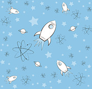 Rocket Science Light Blue Painting by Amy Kirkpatrick