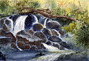 Rocky Blue Falls On A Sunny Day Painting by Anthony Coulson