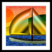 Sailing Around Hawaii Square Digital Art by Andee Design