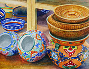 Southwestern Pots and Baskets Painting by Karen Fleschler